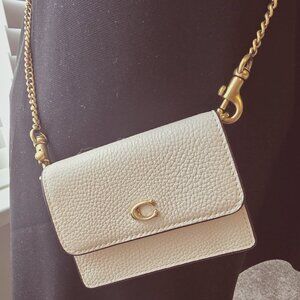 COACH Ivory Leather Mini Bag on a Chain